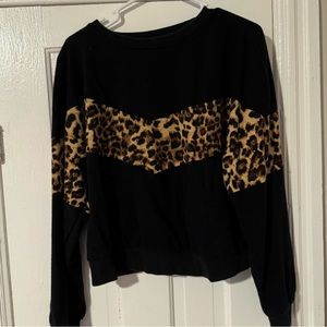 SHEIN Leopard Print Pullover Sweatshirt